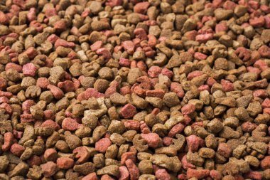 Kediler için kuru gıda. Tam popülasyon. Arka planını granül