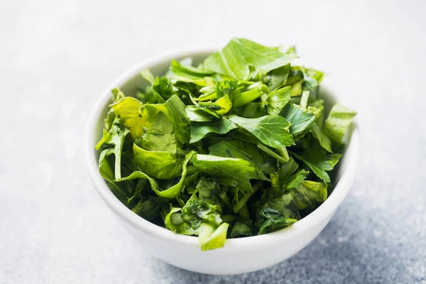 Chopped Parsley Leaves Plate Close — Stock Photo, Image
