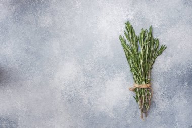 Gri beton arka plan üzerinde taze biberiye Dalları. Kopyalama alanı.