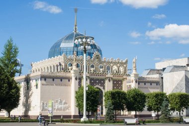 Moskova, Rusya - 24 Haziran 2019: Ekonomik Başarılar Sergisi Kazakistan Pavyonu Vdnh.