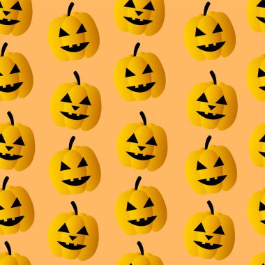 Cadılar Bayramı için kusursuz desen. Canavarların suratlı balkabakları. Vektör arkaplan duvar kağıdı.