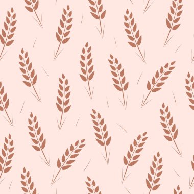 Buğday kulaklarının kusursuz deseni. Tahıl ekinlerinden kulakların vektör duvar kağıdı arka planı.