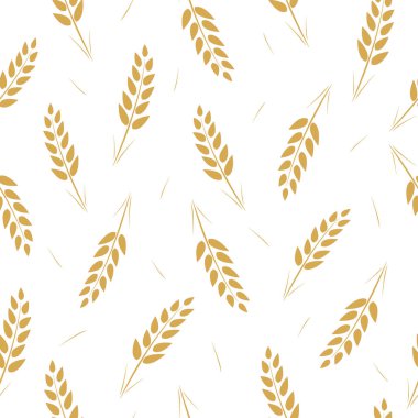 Buğday kulaklarının kusursuz deseni. Tahıl ekinlerinden kulakların vektör duvar kağıdı arka planı.