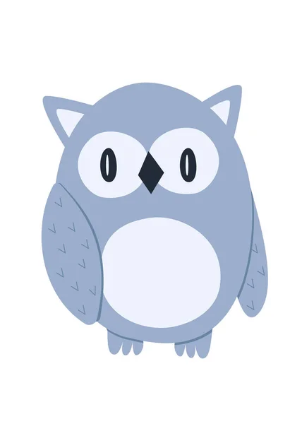 Owl cartoon funny blue. Vector illustration of an owl bird. — Stock Vector