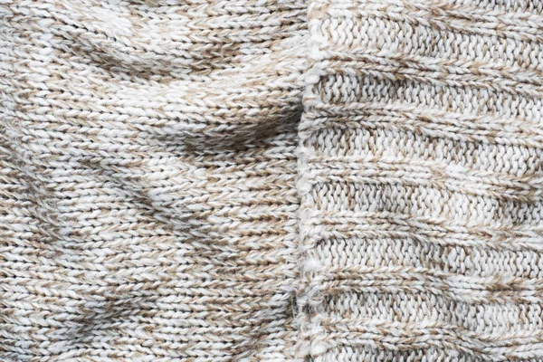 Jersey Beige Punto Hecho Textura Lana Natural Pliegues Ondulados Enfoque — Foto de Stock