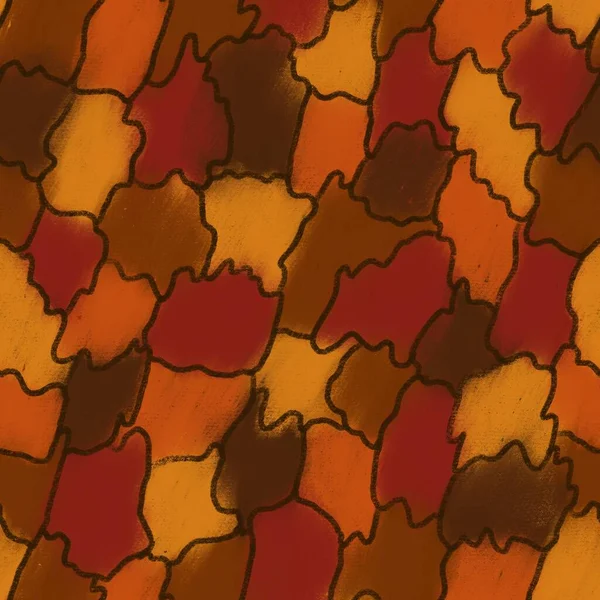 Seamless pattern of hand-drawn stains of pastel in autumn ground warm colors. Brown, orange and yellow abstract spots randomly placed. Texture for print on textile, fabric, wallpaper, scrapbooking. — Stock Photo, Image