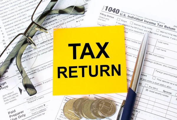 Φόρος Πλήρωση Έννοια Text Tax Return Note Paper Irs 1040 — Φωτογραφία Αρχείου