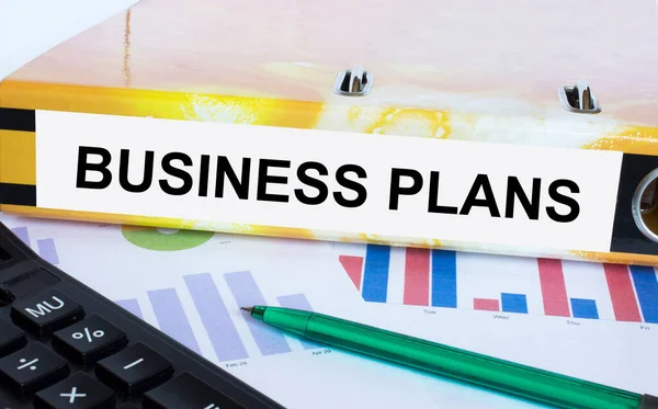 Tekst Business Plannen Map Die Gelegen Financiële Diagrammen Met Groene — Stockfoto