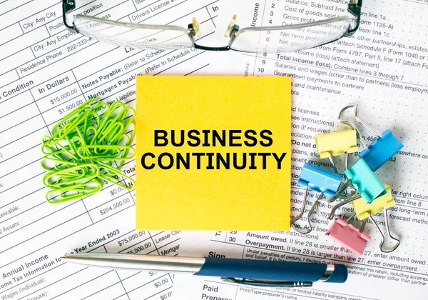 Πορτοκαλί Αυτοκόλλητο Κείμενο Business Continuity Δίπλα Του Είναι Ένα Μπλε — Φωτογραφία Αρχείου