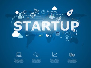 İş başlangıç Dünya Haritası ile Creative Infographic