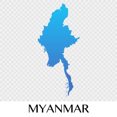 Myanmar Haritası Asya kıta illüstrasyon tasarımı
