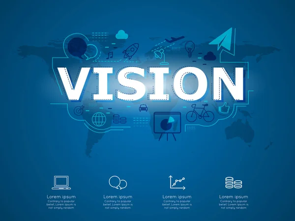 Infographie Créative Vision Entreprise Avec Carte Monde — Image vectorielle