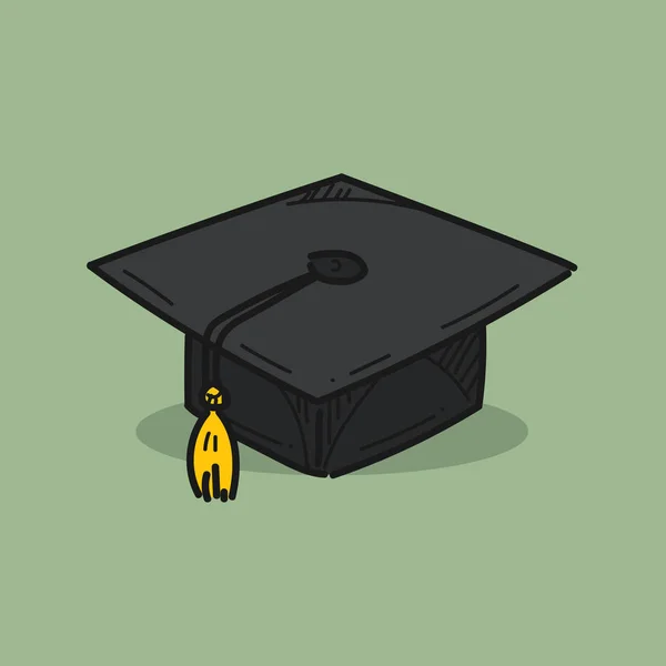 Ilustración Tapa Graduación Sobre Fondo Color — Vector de stock