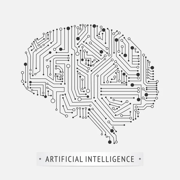 Cerebro Inteligencia Artificial Icono Diseño — Vector de stock