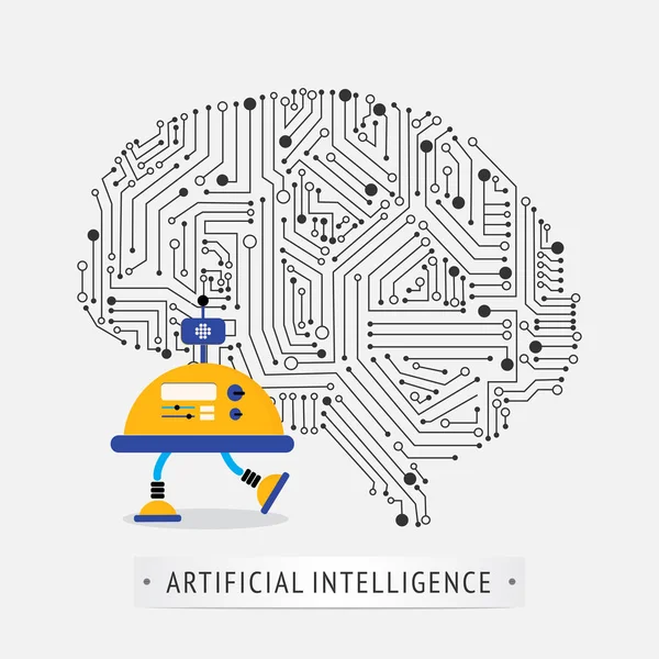 Robot Con Concepto Artificial Inteligencia — Vector de stock