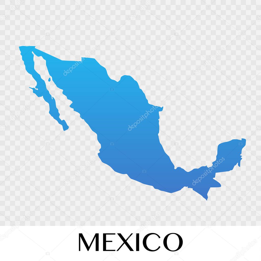 Mexico map in North America continent illustration design