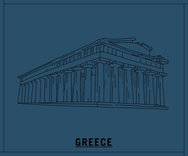Parthenon greece.hand çizilmiş kroki