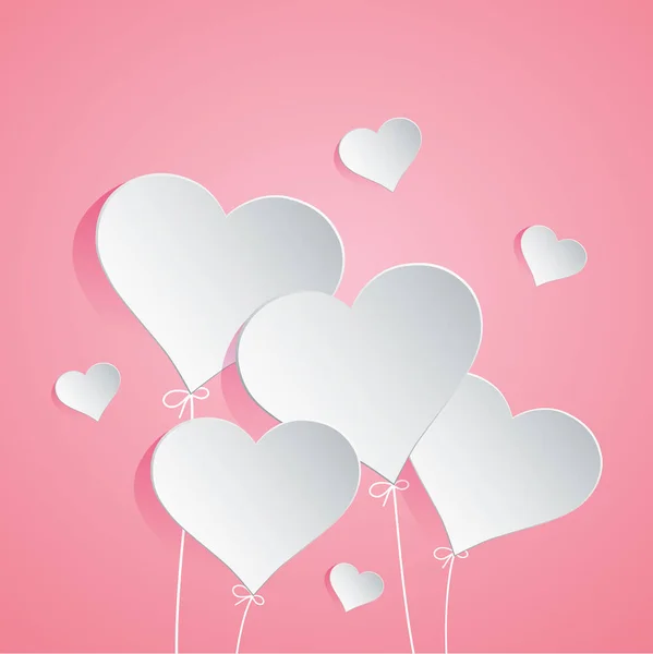 Illustration Ballon Coeur Sur Fond Rose — Image vectorielle