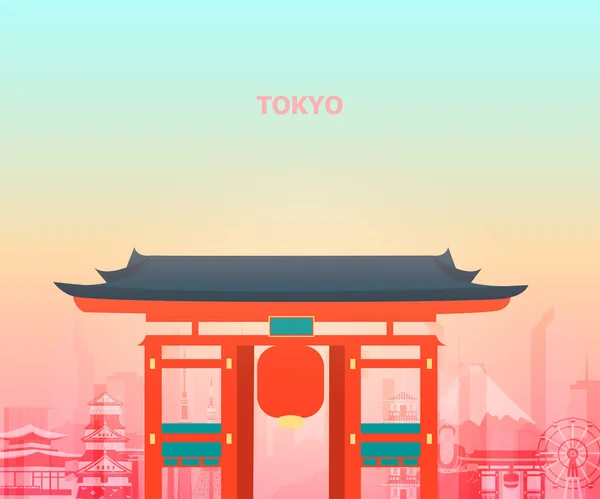 Illustration Tokyo Temple Japan — Stock Vector