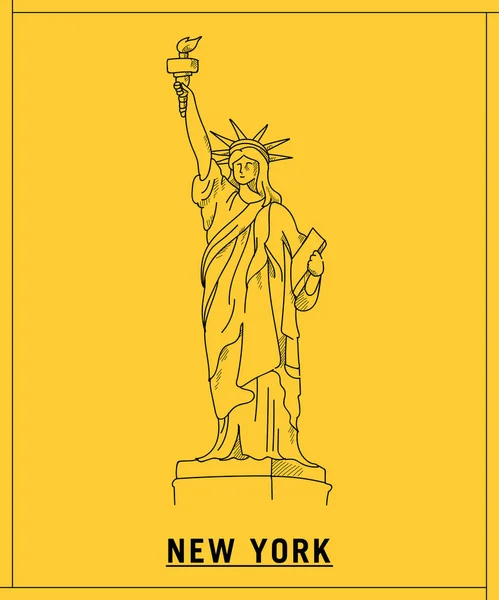 Liberty Statue Hand Drawn Sketch — Stock Vector