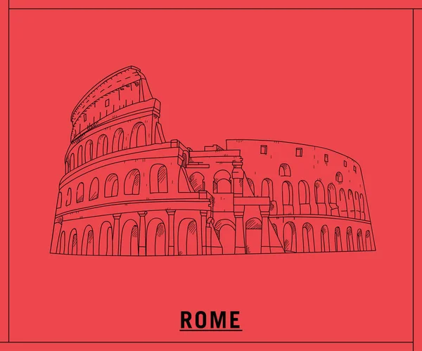 Colosseum Rome Hand Rajzolt Vázlat — Stock Vector