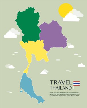 Tayland vektör ve illüstrasyon Haritası.