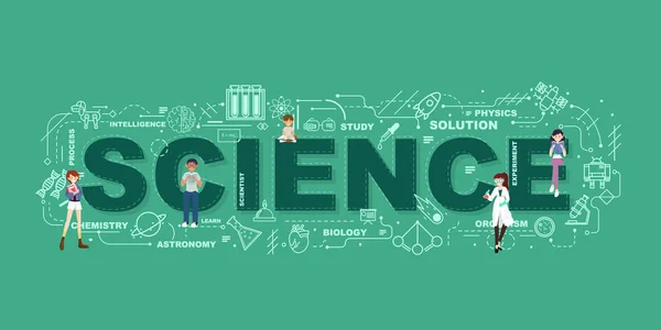 Concepto Diseño Banner Sitio Web Ciencia Palabra — Archivo Imágenes Vectoriales