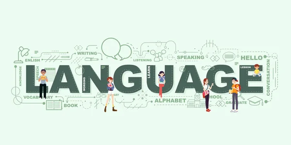 Concepto Diseño Word Language Website Banner — Archivo Imágenes Vectoriales