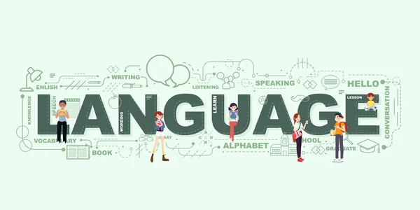 Conceito Design Word Language Site Banner —  Vetores de Stock