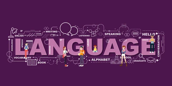 Concepto Diseño Word Language Website Banner — Archivo Imágenes Vectoriales