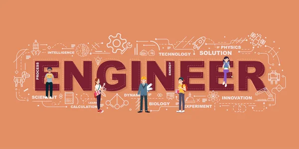 Diseño Concepto Palabra Ingeniero Sitio Web Banner — Archivo Imágenes Vectoriales