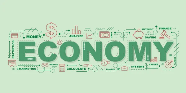 Design Concept Van Word Economie Website Banner — Stockvector