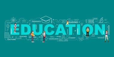 Word eğitim Web sitesi banner tasarım konsepti.