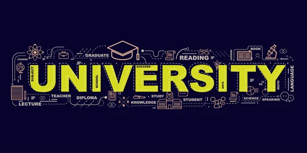 Conceito Design Word University Site Banner —  Vetores de Stock