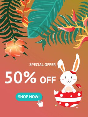 Paskalya satış vektör banner tasarımı ve şablon