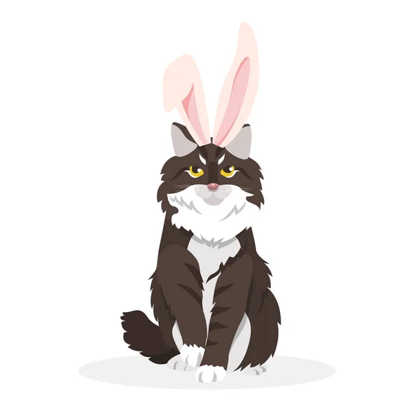 Um gato com orelhas de coelho —  Vetores de Stock