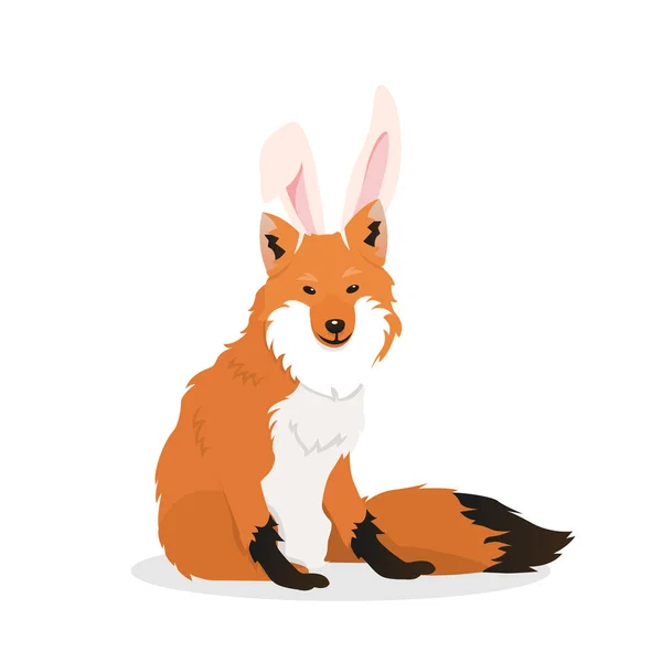 Uma raposa com orelhas de coelho —  Vetores de Stock