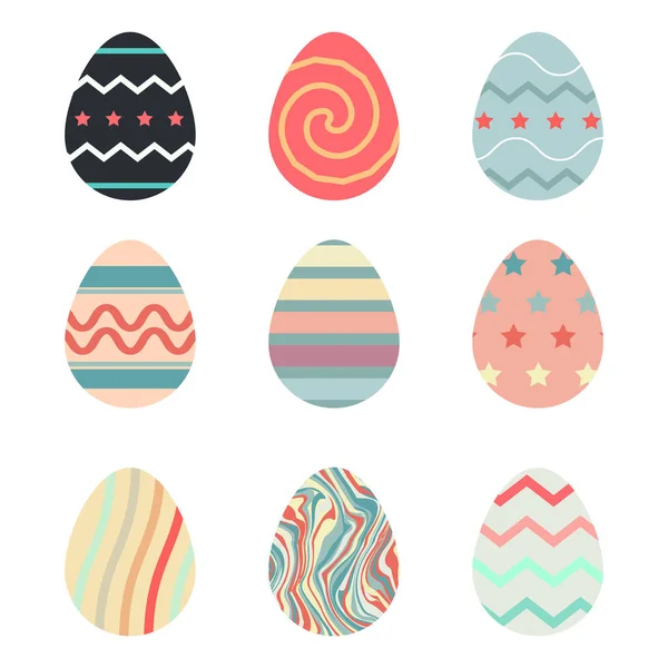 Šťastné Easter.Set z kraslic s jinou texturou. — Stockový vektor
