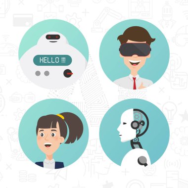 Karakter robotlar ve insanlar arasındaki iletişimi.