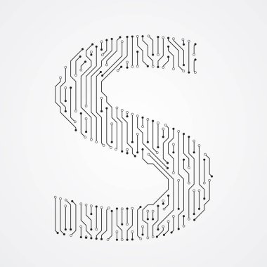 Alfabe S şekli dijital çizgili Tema