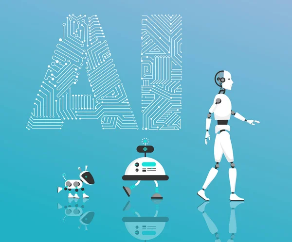 Сучасний робот і штучний інтелект . — стоковий вектор