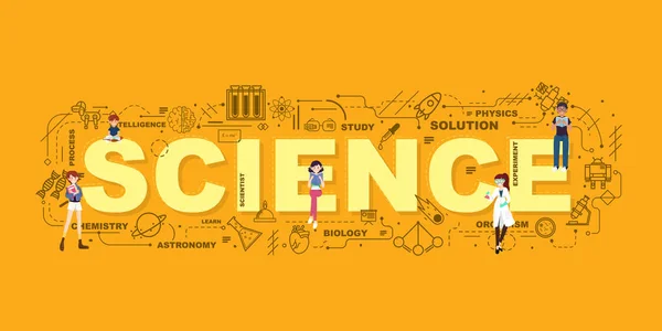 Σχεδίαση του Banner ιστοσελίδα επιστήμη λέξη. — Διανυσματικό Αρχείο