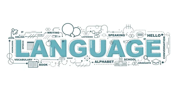 Conceito de Design de Word LANGUAGE Site Banner . —  Vetores de Stock