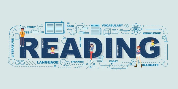 Design Concept Of Word READING Website Banner. — Stock Vector