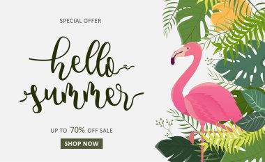 Yaz fiyat satışı için Flamingo kuş çizimleri