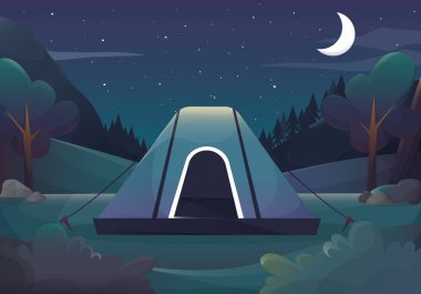 Geceleri ormanda kamp