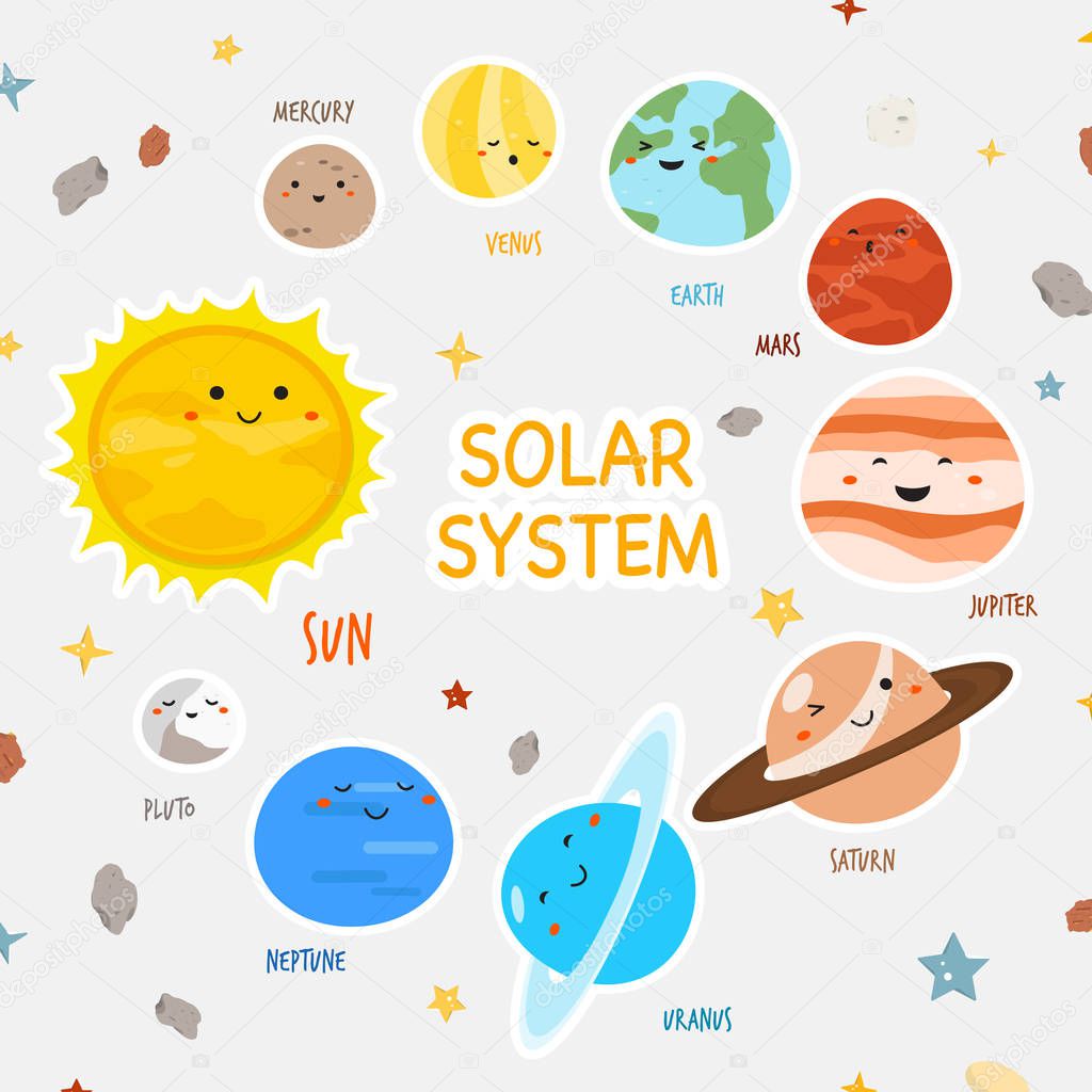 Illustration about the solar system of the universe