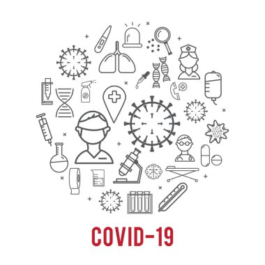 Coronavirus COVID-19 virüsünün tıbbi simgesi.