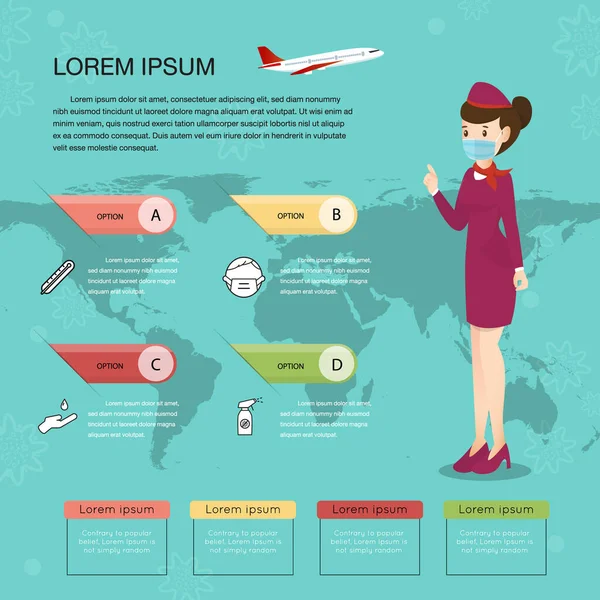 Flygvärdinna Och Illustration Information Epidemier Virus — Stock vektor