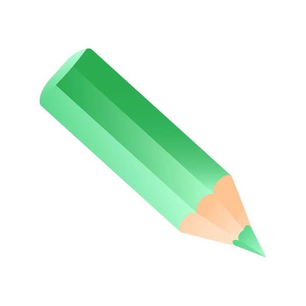 Короткая иконка карандаша. Зеленый разноцветный карандаш — стоковый вектор